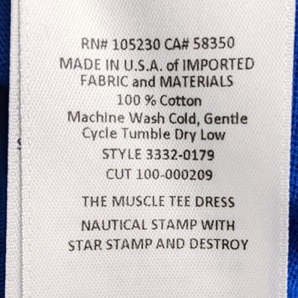 NWT CURRENT/ELLIOTT Blue with White Stars Muscle Tee Dress Size 3 Large - Picture 8 of 9